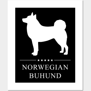 Norwegian Buhund Dog White Silhouette Posters and Art